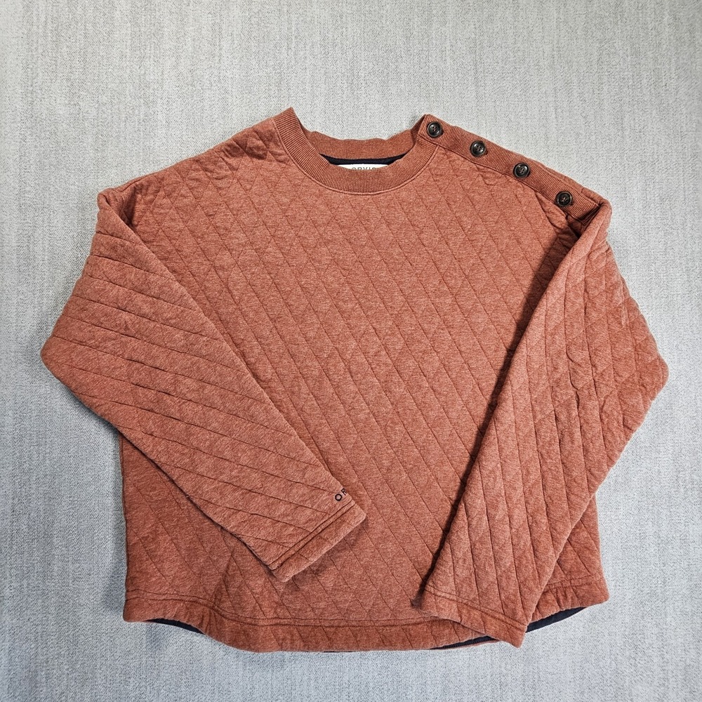 ORVIS Pullover Men's Medium Brick‎ Red 100% Cotton Quilted Quater Snap